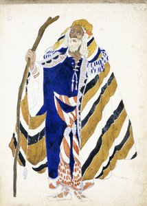 Un costume pour un danseur dans Suite Arabe, représentant un vieil homme tenant un bâton