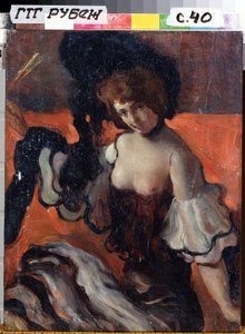 Dans un restaurant, dame en noir - Leon Bakst