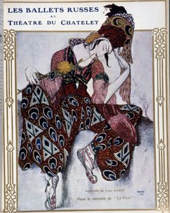 Les Ballets Russes au théâtre du Châtelet : costume pour "La Péri" - aquarelle par Bakst, couv. dans "Comoedia illustré" - Leon Bakst