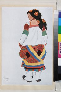 Paysanne, costume pour le vaudeville Vieux Moscou, au théâtre Femina, Paris - Leon Bakst