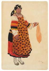 Femme paysanne. Costume pour le Vaudeville Vieux Moscou au Théâtre Femina, Paris, 1922 - Leon Bakst
