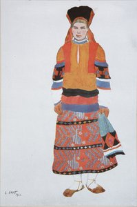 Paysanne. Costume pour le vaudeville Vieux Moscou au Théâtre Femina à Paris, 1922 - Leon Bakst