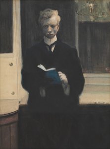 Autoportrait avec carnet de croquis bleu