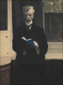 Autoportrait avec carnet de croquis bleu