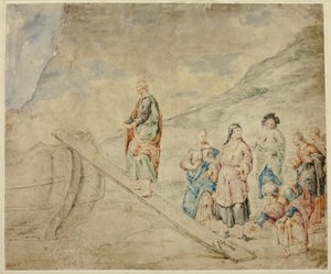 Homme montant sur une planche pour embarquer - Leonard Bramer