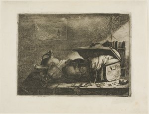 Nature morte avec malle de voyage - Leonard Bramer
