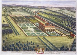 Hamstead Marshall dans le comté de Berkshire, gravé par Johannes Kip - Leonard Knyff