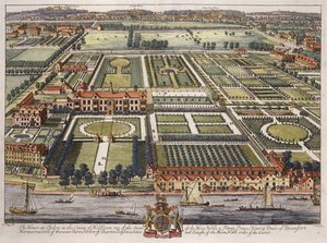 La maison à Chelsea dans le comté de Middlesex gravée par Johannes Kip