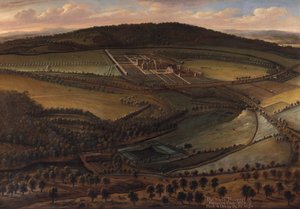 La perspective nord de Hampton Court, Herefordshire - Leonard Knyff