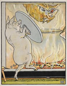 Illustration pour le conte "Les Trois Petits Cochons" - Leonard Leslie Brooke