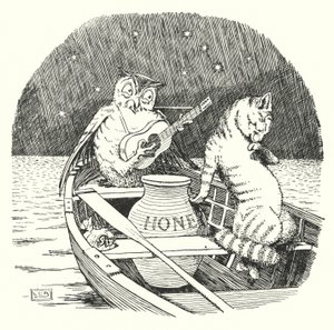 Le Hibou et le Chat (lithographie) - Leonard Leslie Brooke
