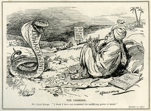 Lloyd George charmant le serpent du chômage, 1921 - Leonard Raven Hill