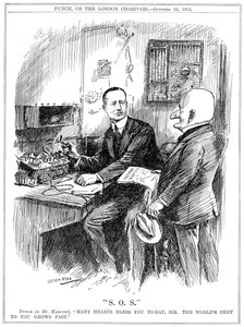 M. Punch remerciant Marconi pour la télégraphie sans fil qui sauvait des vies en mer, 1913 - Leonard Raven Hill