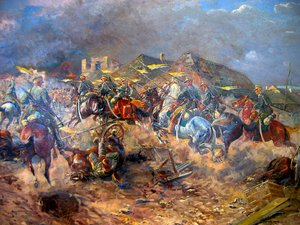 Attaque des uhlans polonais sur les bolcheviks près de Sloutsk, 1919, 1920 - Leonard Winterowski