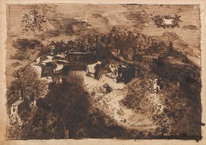 Une ville fortifiée (recto); Un dessin géométrique (verso) - Leonardo Scaglia