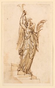 Conception pour sculpture : Ange soufflant dans une trompette