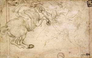 Un cavalier en combat avec un griffon, 16ème siècle - Leonardo da Vinci