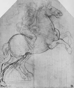Un cavalier sur un cheval cabré, vers 1480, 1945 - Leonardo da Vinci