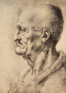Un homme de profil, dessin de Léonard de Vinci, conservé dans la Salle des Dessins et Estampes, Galerie des Offices, Florence - Leonardo da Vinci