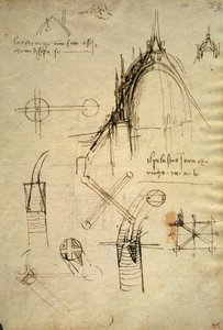 Détails architecturaux et section de la coupole du Duomo de Milan, f41 du Code Trivulzianus - Leonardo da Vinci