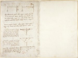 Arundel 263, f.1v, f.14 Notes et diagrammes sur la mécanique, du 