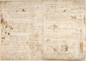 Arundel 263, f.223 Notes, diagrammes et croquis du 