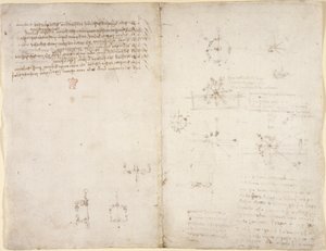 Dessins sur les pouvoirs et forces mécaniques, percussion, gravité, mouvement, optique et astronomie, avec diverses propositions arithmétiques et géométriques - Leonardo da Vinci