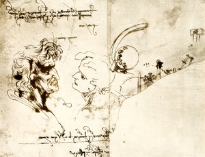 Esquisses de deux têtes masculines - Leonardo da Vinci