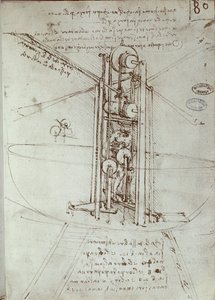 Machine de propulsion volante. Manuscrit de Léonard de Vinci - Leonardo da Vinci