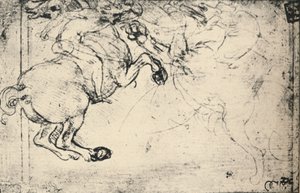 Combat entre un cavalier et un griffon, vers 1480, 1945 - Leonardo da Vinci