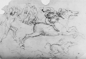 Cavalier au galop et autres figures, vers 1480 - Leonardo da Vinci