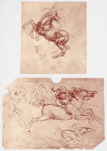 Cheval se cabrant, et cavaliers et fantassins, vers 1504 - Leonardo da Vinci