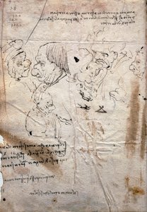 Caricatures masculines et liste de bibliothèque, Codex Trivulzianus