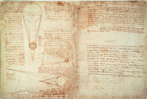 Notes et deux diagrammes sur la relation entre la Terre et la Lune avec le Soleil - Leonardo da Vinci