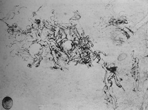 Études de cavaliers combattant et de fantassins, vers 1480, 1945 - Leonardo da Vinci