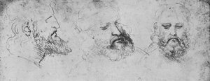 Études de la tête de Cesare Borgia sous trois angles, vers 1480, 1945 - Leonardo da Vinci