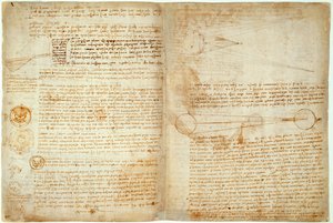 Le Codex Hammer ou Codex Leicester, pages 48-51, 1508-12