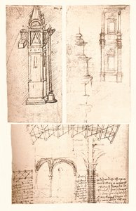 Trois dessins architecturaux, vers 1472-1519, 1883 - Leonardo da Vinci