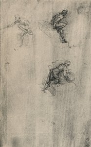 Deux nus assis et une femme se lavant, vers 1480-1945 - Leonardo da Vinci