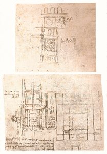 Deux dessins architecturaux, vers 1472-1519, 1883 - Leonardo da Vinci