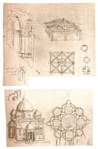 Deux dessins architecturaux, vers 1472-1519, 1883 - Leonardo da Vinci
