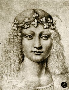 Tête de fille couronnée de vigne