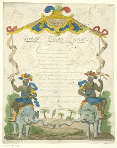 Lettre de souhaits avec des hommes noirs sur des éléphants