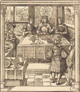 Le jeune roi blanc entre la reine et la princesse de Feuereisen - Leonhard Beck
