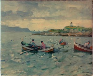 Pêcheurs aux Lofoten - Leonhard Sandrock