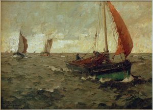 Chalutier en mer par temps nuageux - Leonhard Sandrock