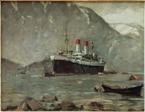 Paquebot de la Hamburg-Süd dans un fjord norvégien - Leonhard Sandrock