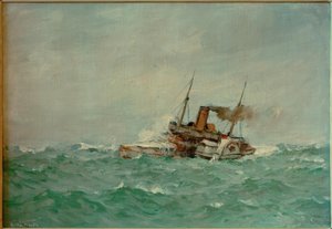 Vapeur à roues par mer agitée - Leonhard Sandrock