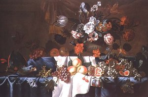 Nature morte de fruits avec un perroquet - Leonhart Hubner