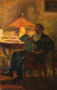 Léon Tolstoï avec un journal, 1901 - Leonid Osipovich Pasternak